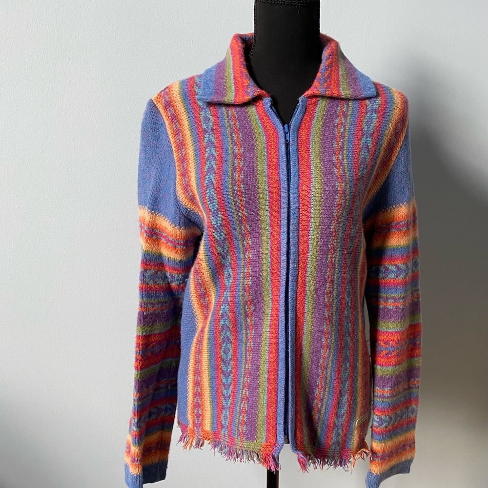 Genoa Zippered Cardigan Sweater Size S